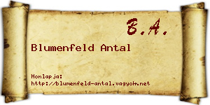 Blumenfeld Antal névjegykártya